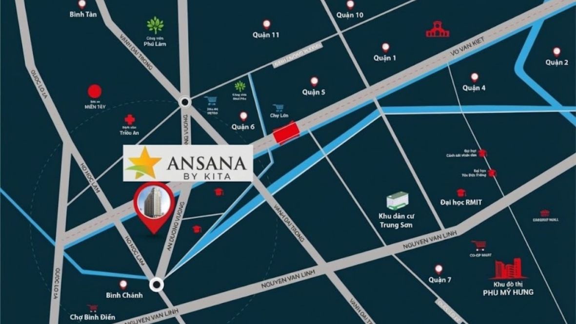Vị trí dự án Ansana By Kita trên đại lộ Võ Văn Kiệt